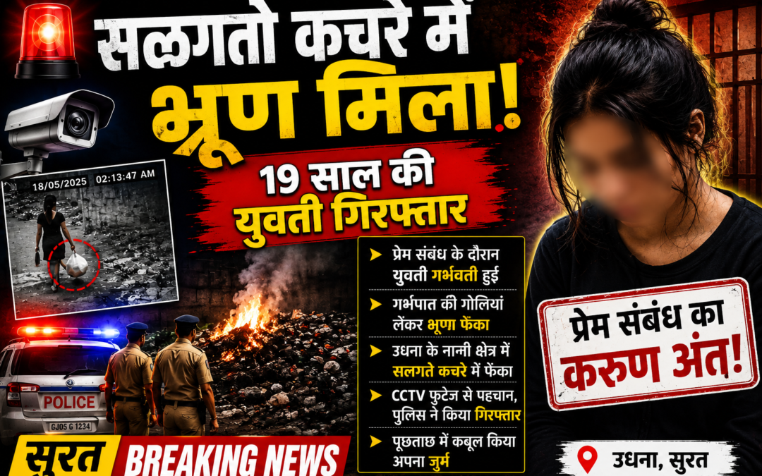 सूरत के उधना में भ्रूण मिलने के मामले का खुलासा, 19 वर्षीय युवती गिरफ्तार